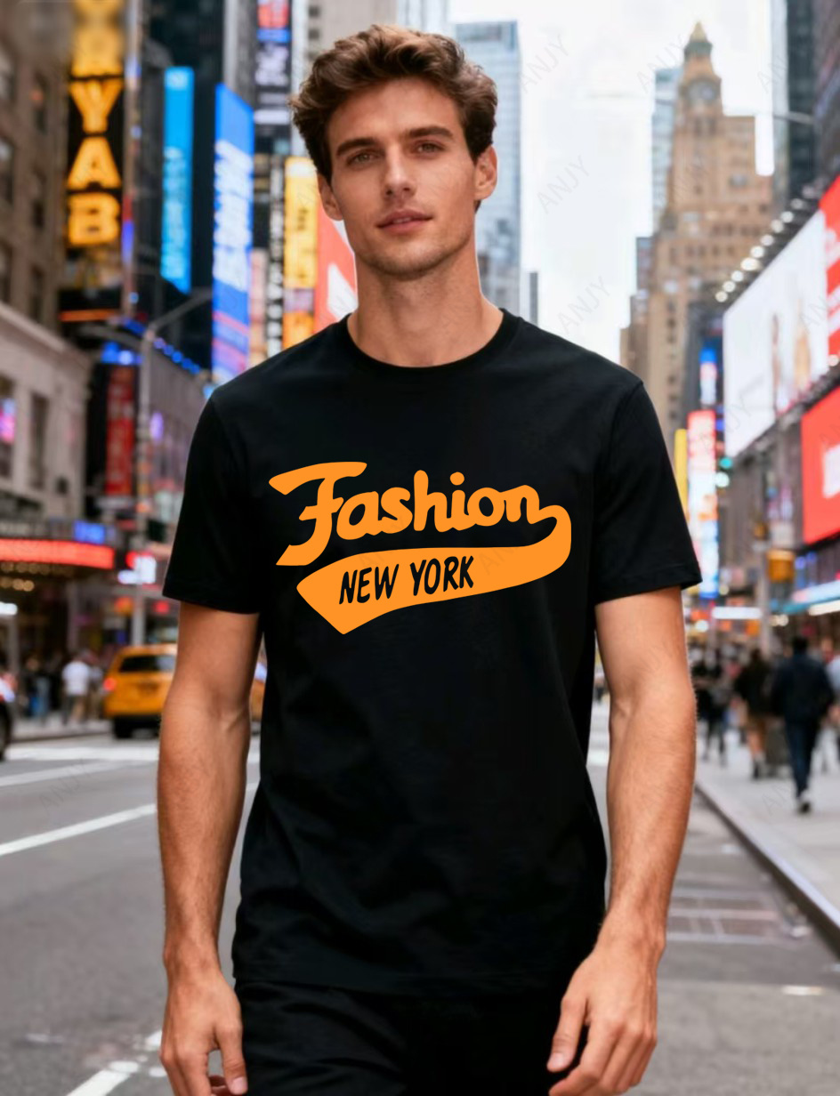 Street Style New York Fashion - تي شيرت بطباعة حروف على طراز
