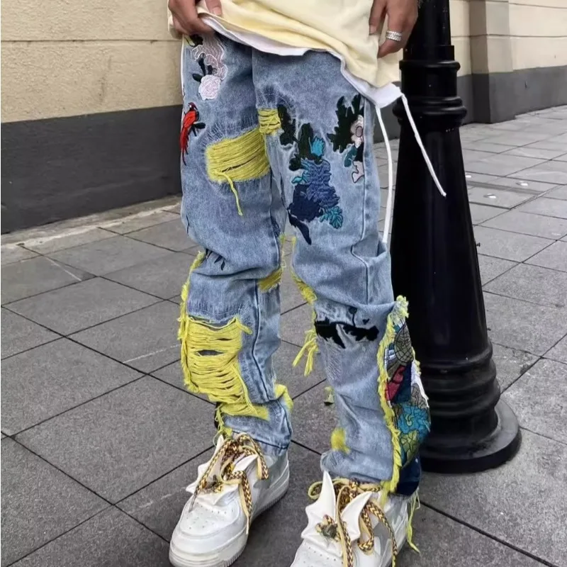 جينز هيب هوب أمريكي عتيق مطرز  - مراجعة Street Fashion In Japanese وسعره