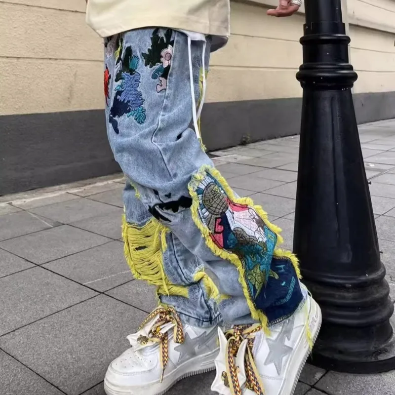 جينز هيب هوب أمريكي عتيق مطرز  - مراجعة Street Fashion In Japanese وسعره