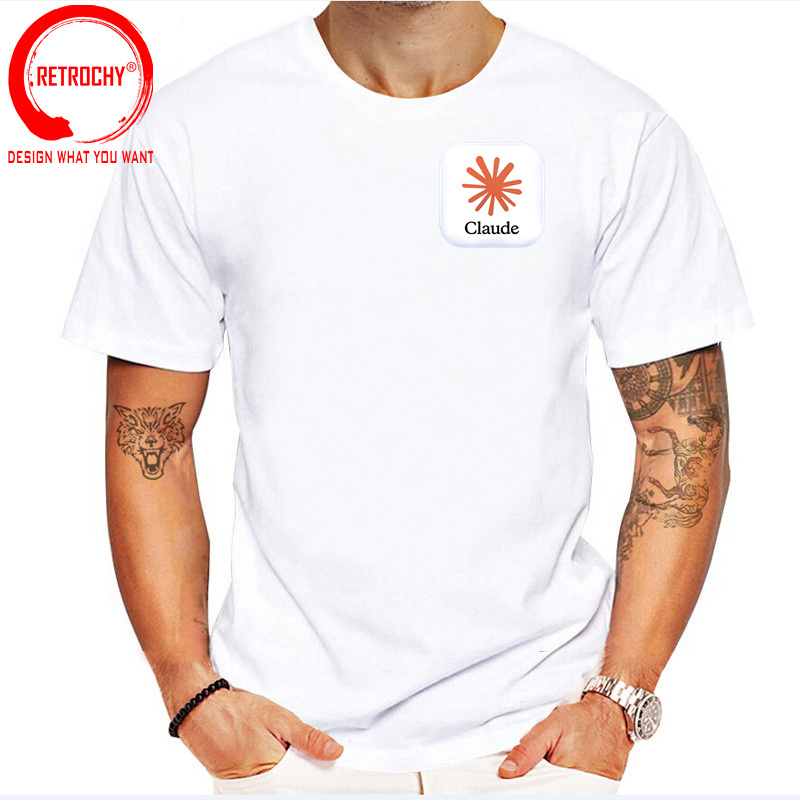 تي شيرت كلود AI بشعار مطبوع، ت - مراجعة Street Fashion Brand Logo وسعره