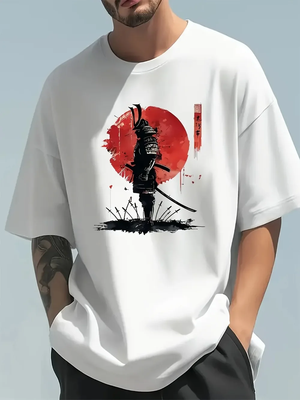 تي شيرت رجالي فضفاض غير رسمي ب - مراجعة Street Fashion In Japanese وسعره